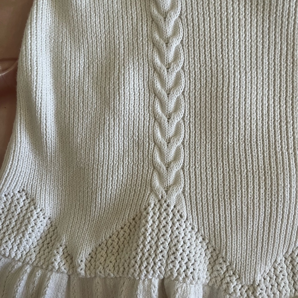 Nicole Miller Cream Cable Knit Ruffle Skirt - Picture 2 of 3